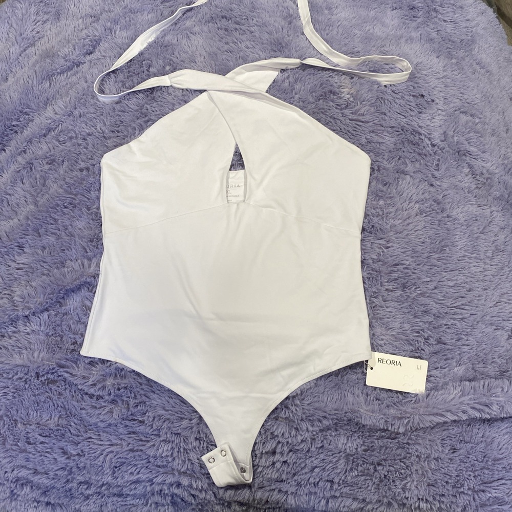 Reoria White Halter Tie Bodysuit Size XL - Picture 1 of 6